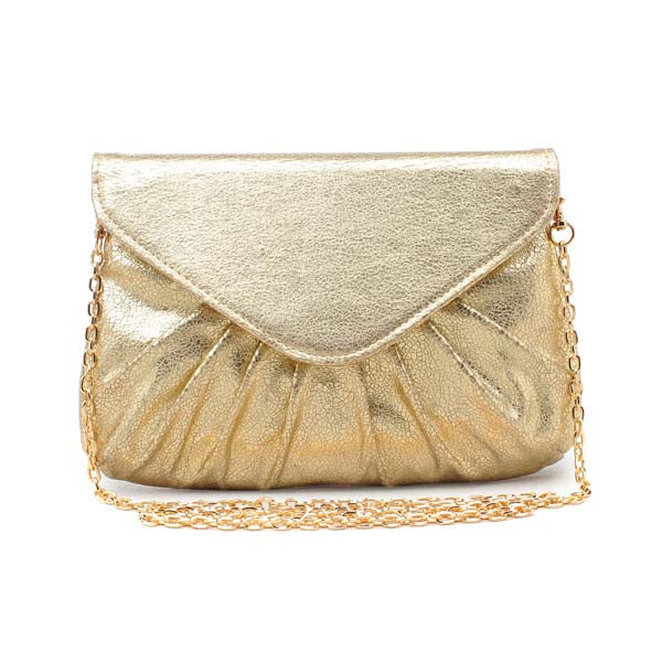 Lana Envelope Gold Leather Clutch