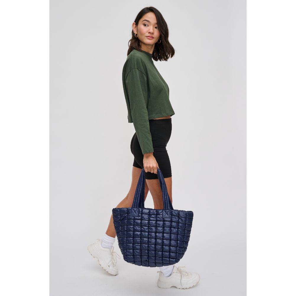 Woman wearing Midnight Urban Expressions Breakaway - Puffer Tote 840611119896 View 2 | Midnight