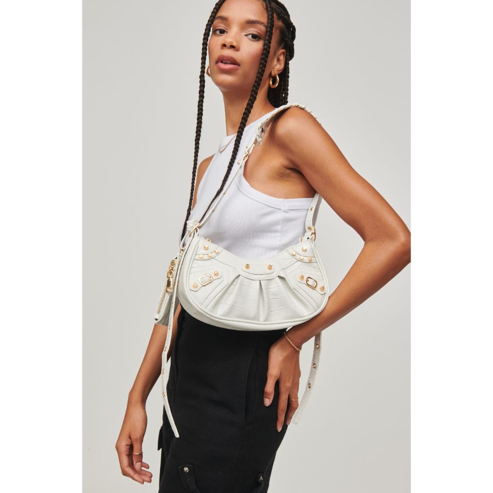 Woman wearing White Urban Expressions Bellatrix Crossbody 840611110053 View 1 | White