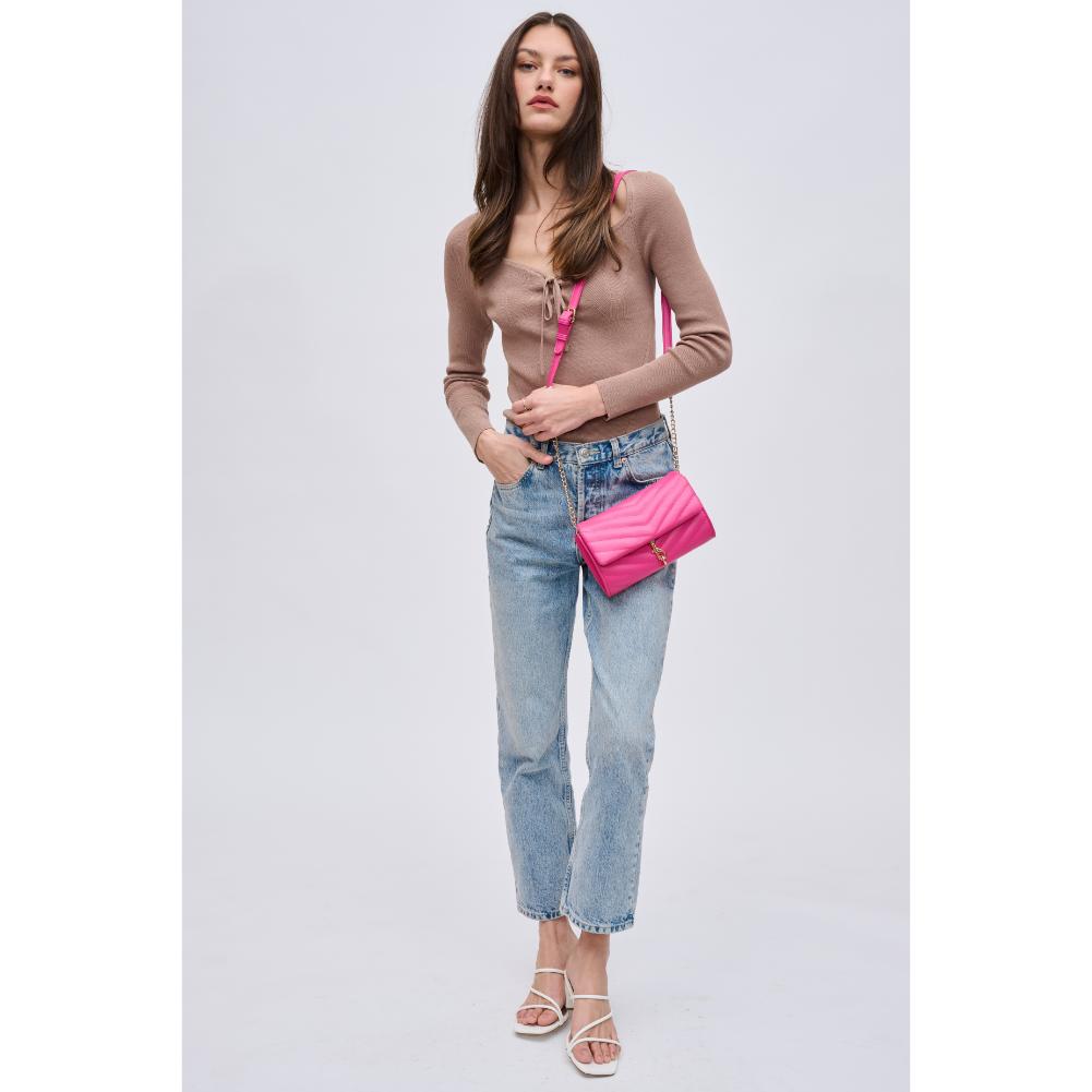 Woman wearing Hot Pink Urban Expressions Nanci Crossbody 840611123046 View 2 | Hot Pink