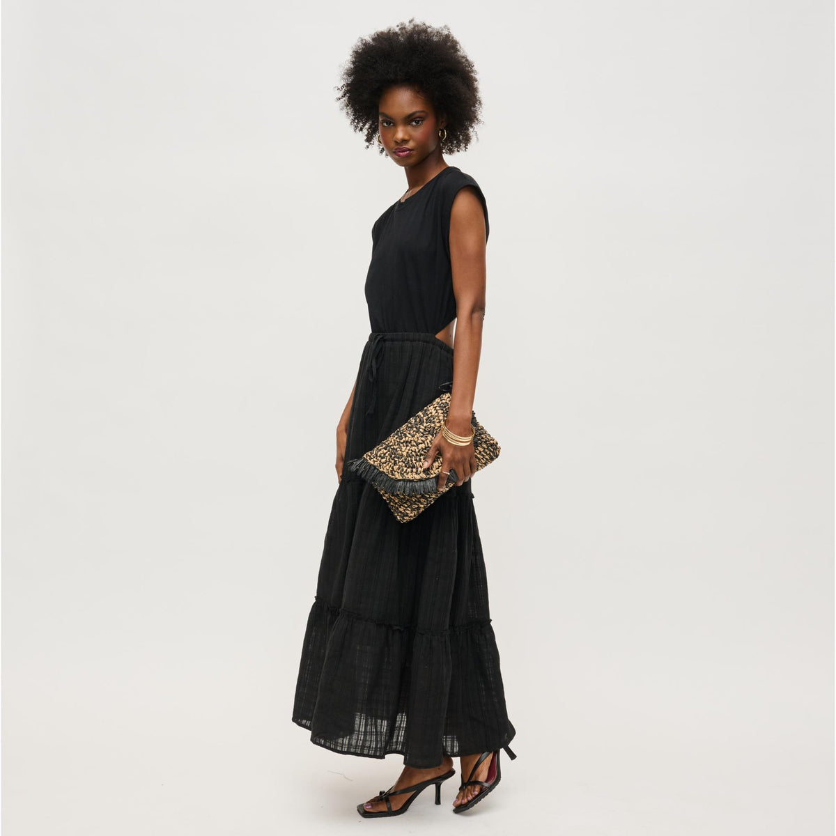 Woman wearing Black Natural Urban Expressions Katia Clutch 840611158550 View 4 | Black Natural