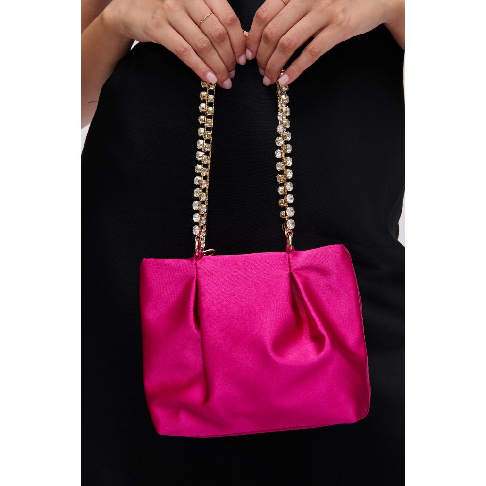 Woman wearing Fuchsia Urban Expressions Marceline Evening Bag 840611116123 View 3 | Fuchsia