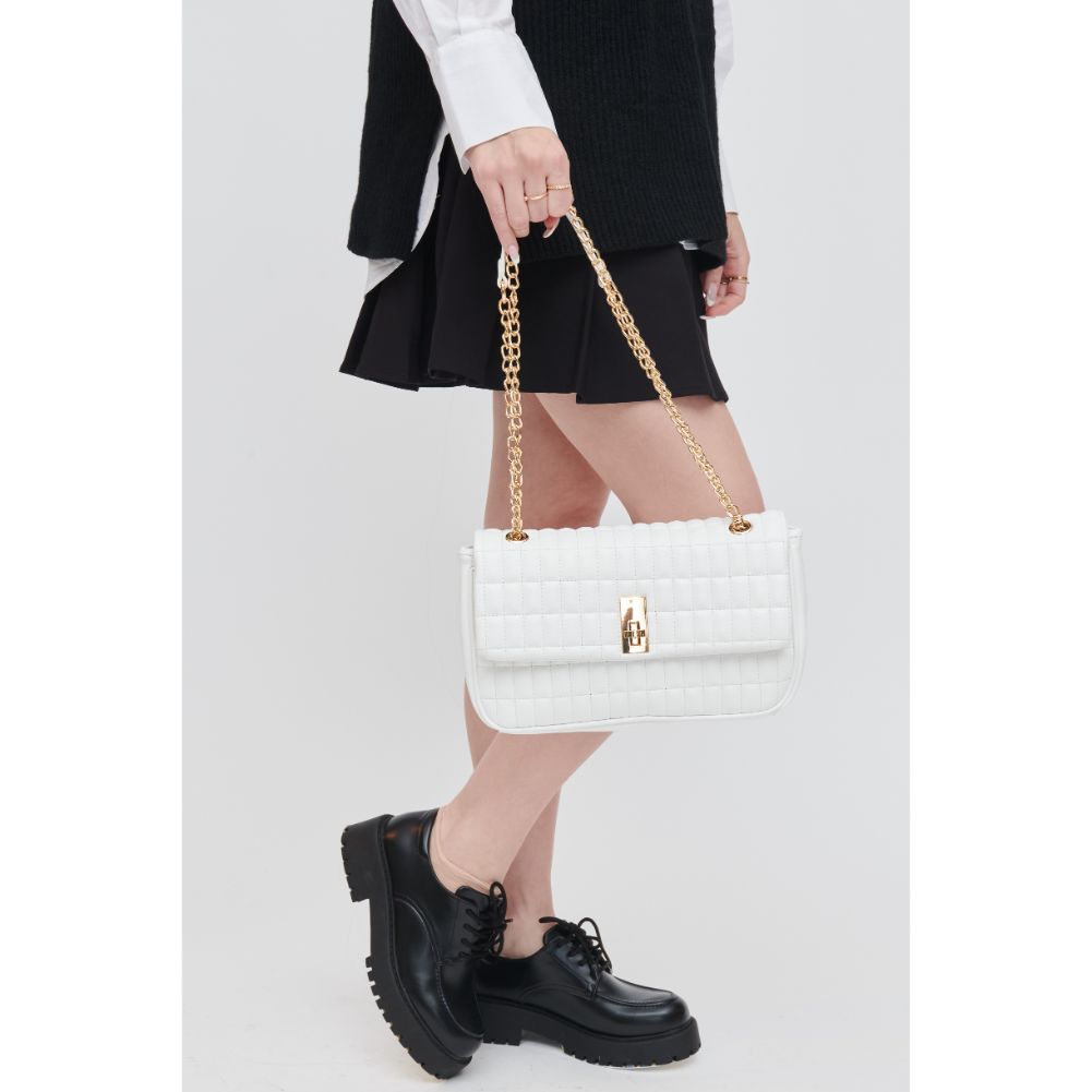 Woman wearing White Urban Expressions Farah Crossbody 840611107114 View 3 | White