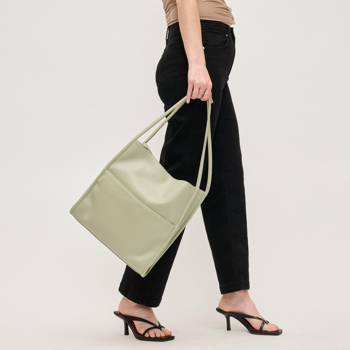 Woman wearing Sage Urban Expressions Hera Tote 840611145215 View 2 | Sage