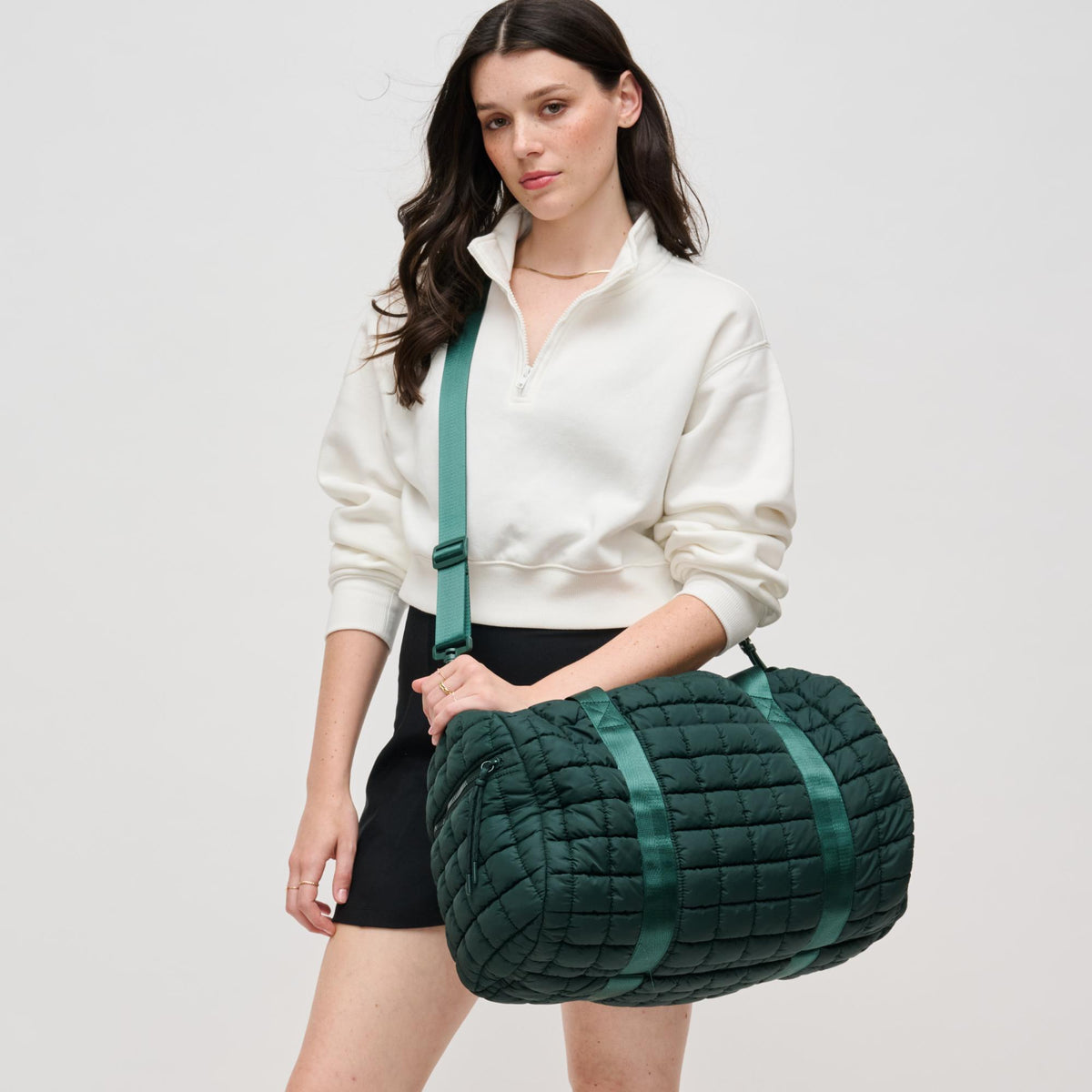 Woman wearing Emerald Urban Expressions Ty Duffel 840611141200 View 1 | Emerald