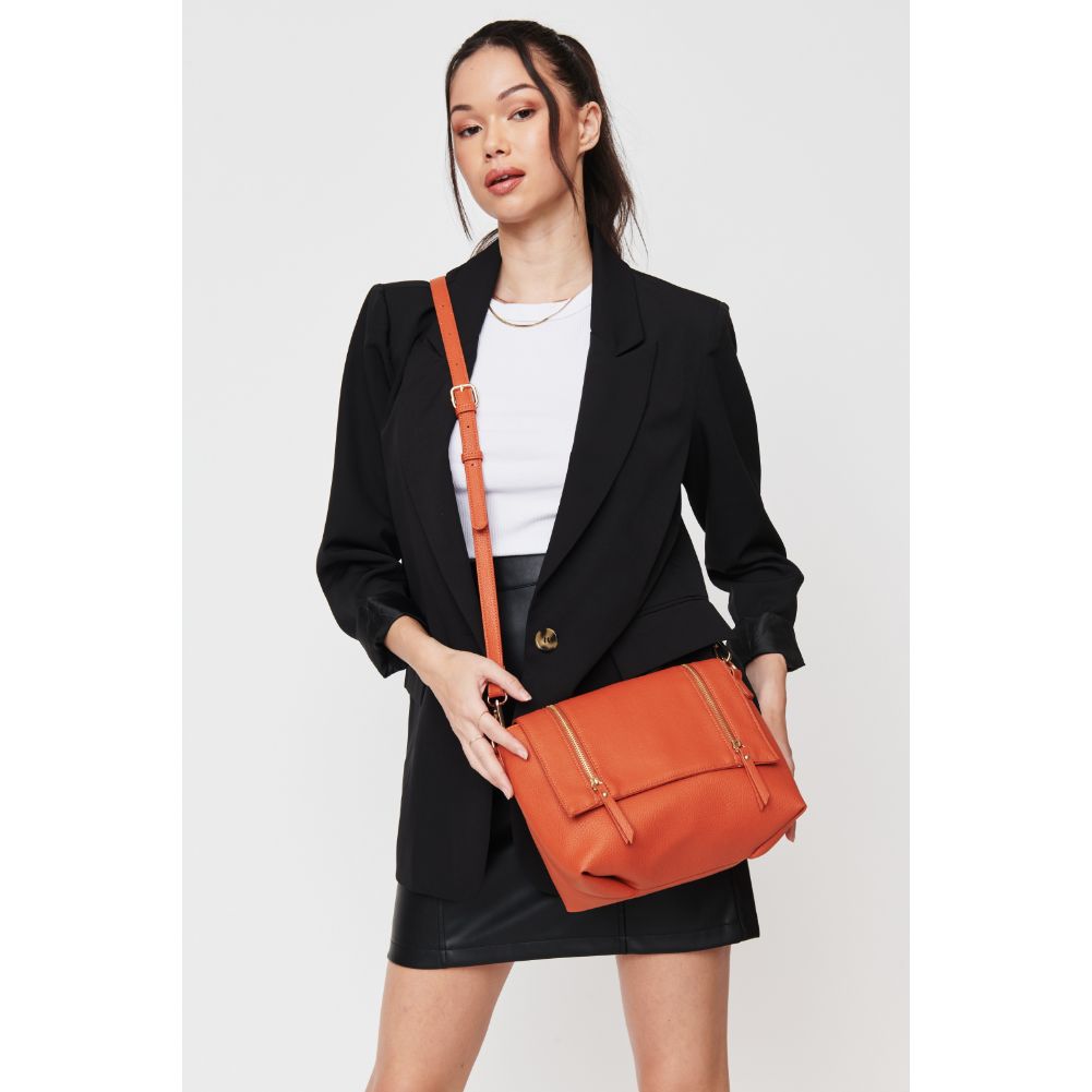 Woman wearing Mandarin Urban Expressions Rebecca Crossbody 840611104403 View 2 | Mandarin