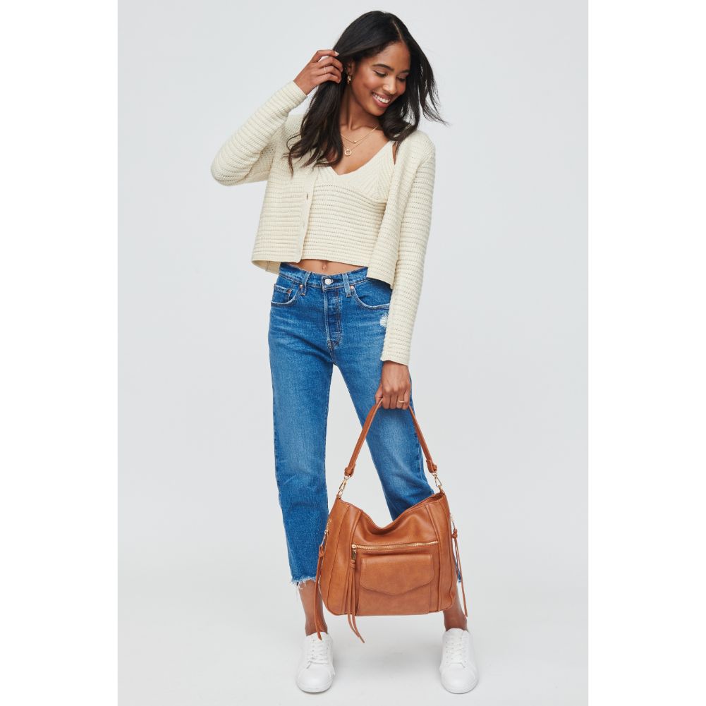 Woman wearing Tan Urban Expressions Brooke Hobo 840611107978 View 3 | Tan