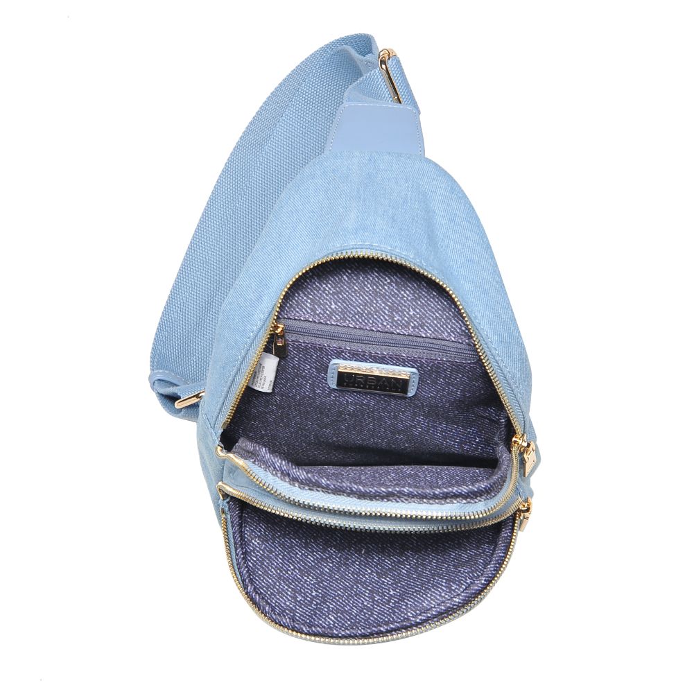 Product Image of Urban Expressions Zephyr Denim Sling Backpack 840611106872 View 8 | Denim