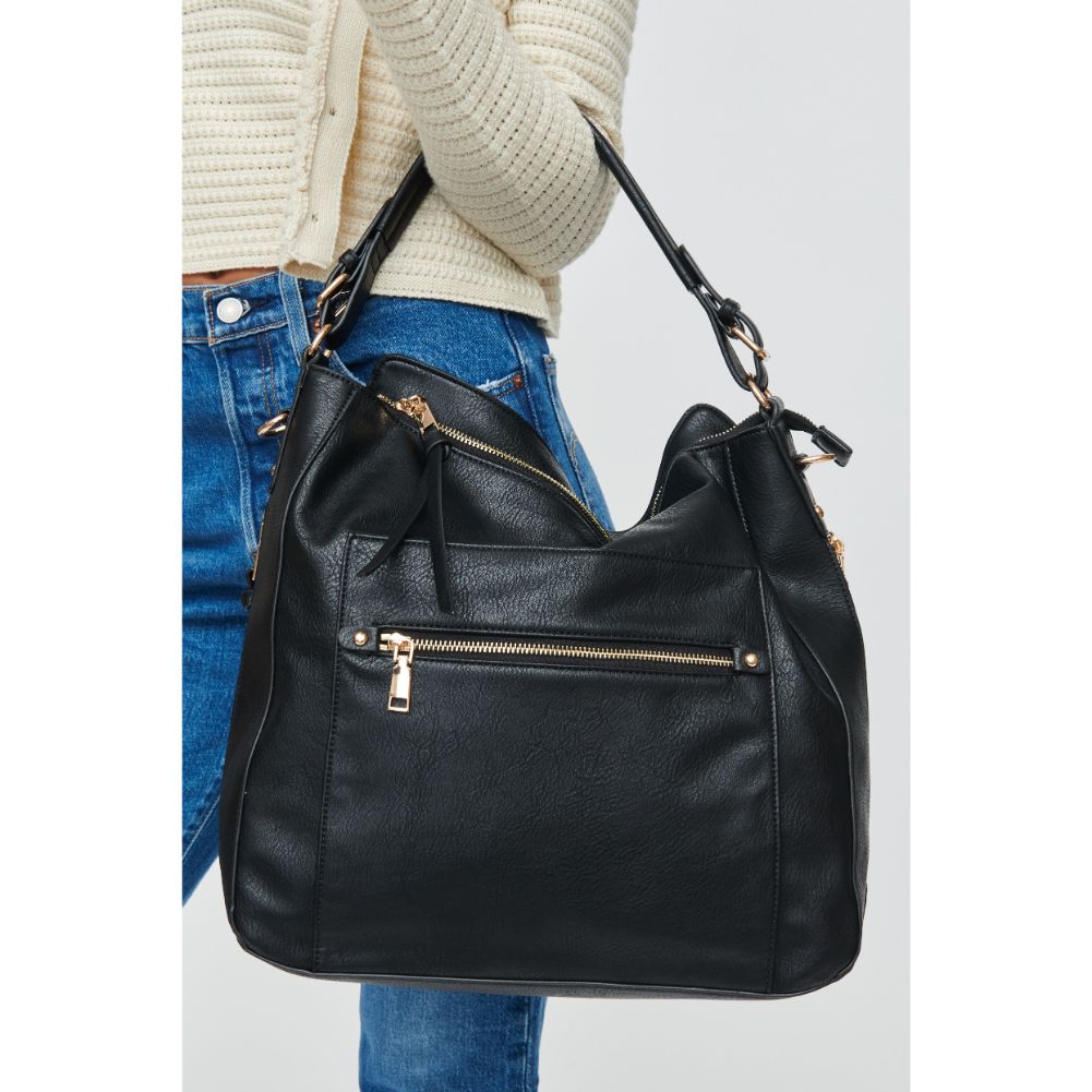 Woman wearing Black Urban Expressions Brooklyn Hobo 840611108531 View 4 | Black