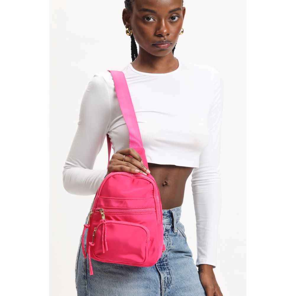 Woman wearing Rose Urban Expressions Sid Sling Backpack 840611120717 View 1 | Rose