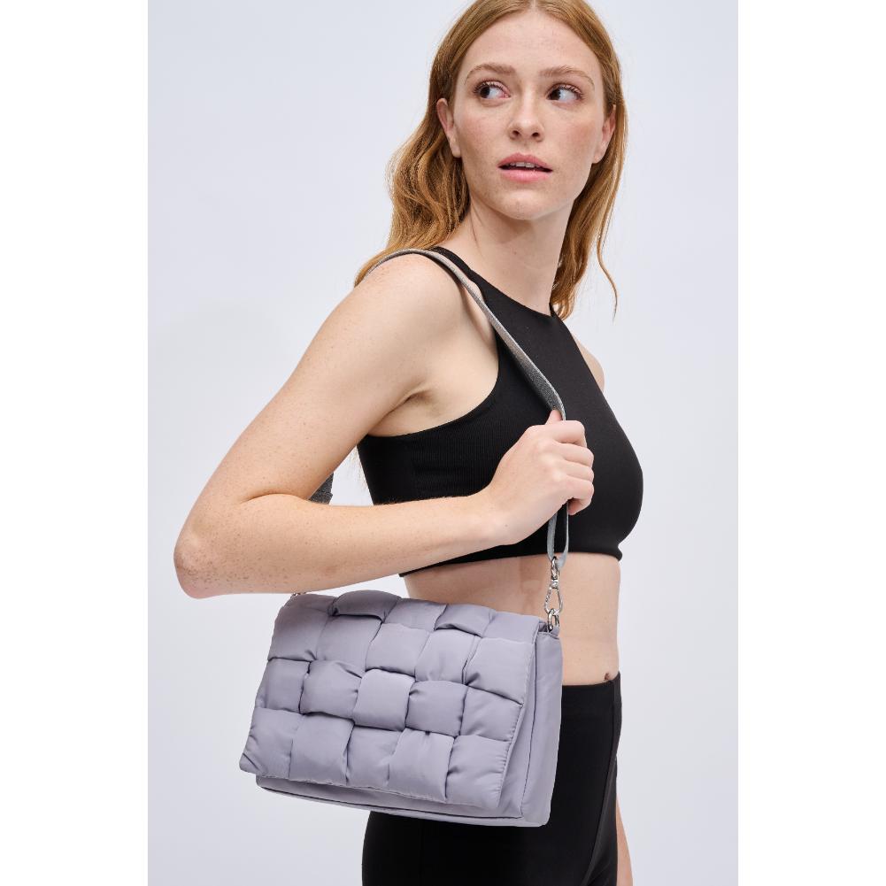 Woman wearing Grey Urban Expressions Rhodes Crossbody 840611131805 View 1 | Grey