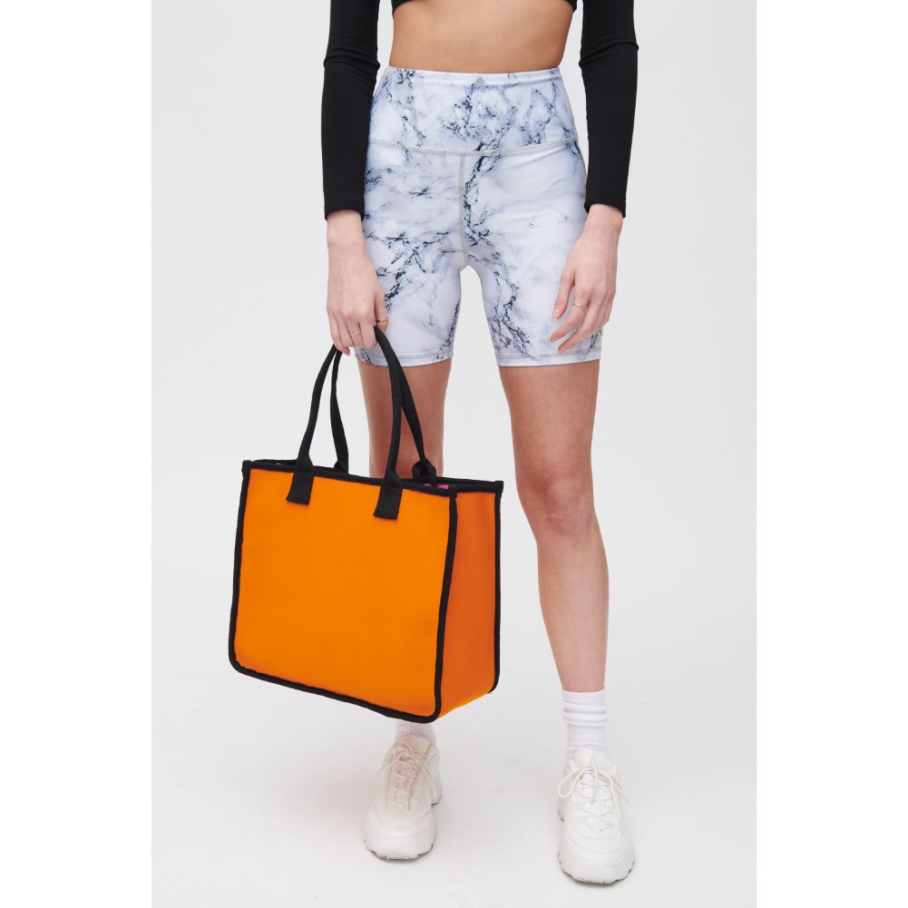 Woman wearing Orange Urban Expressions Wade Tote 840611118165 View 3 | Orange