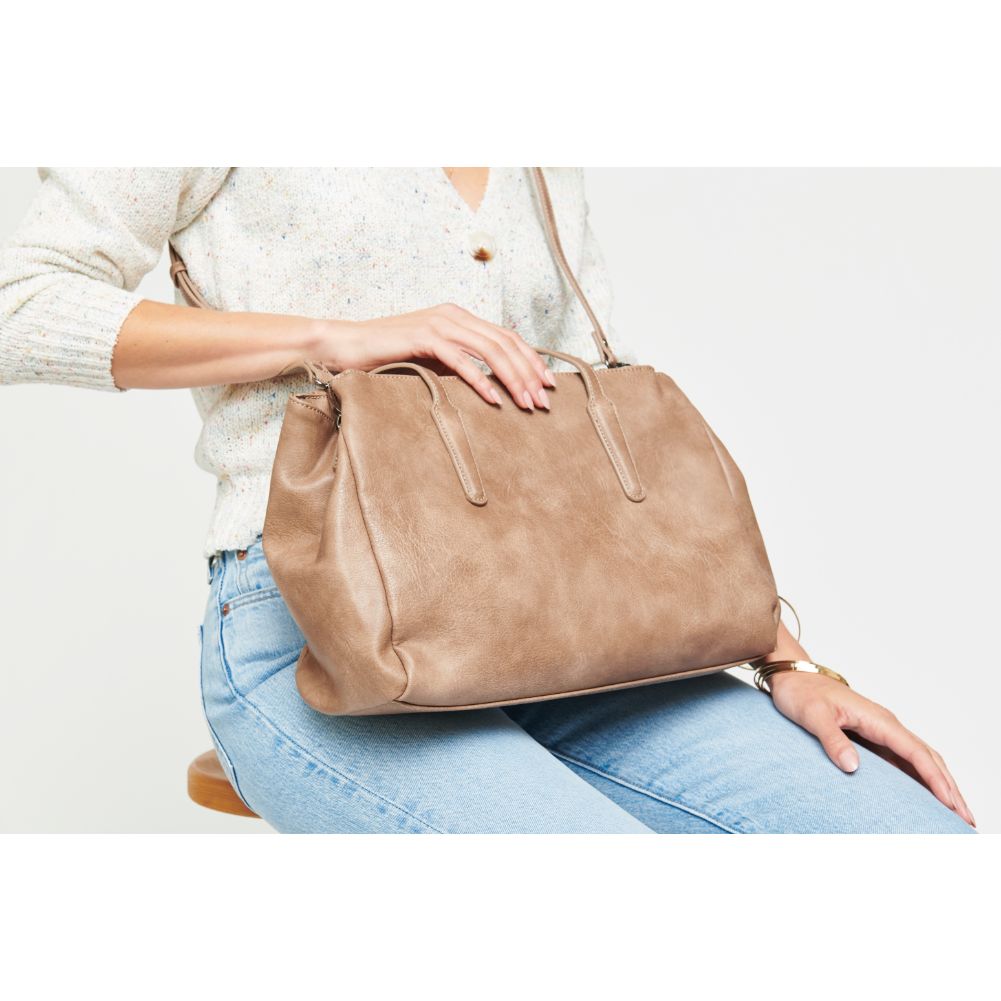 Woman wearing Mushroom Urban Expressions Nora Satchel 840611178343 View 4 | Mushroom