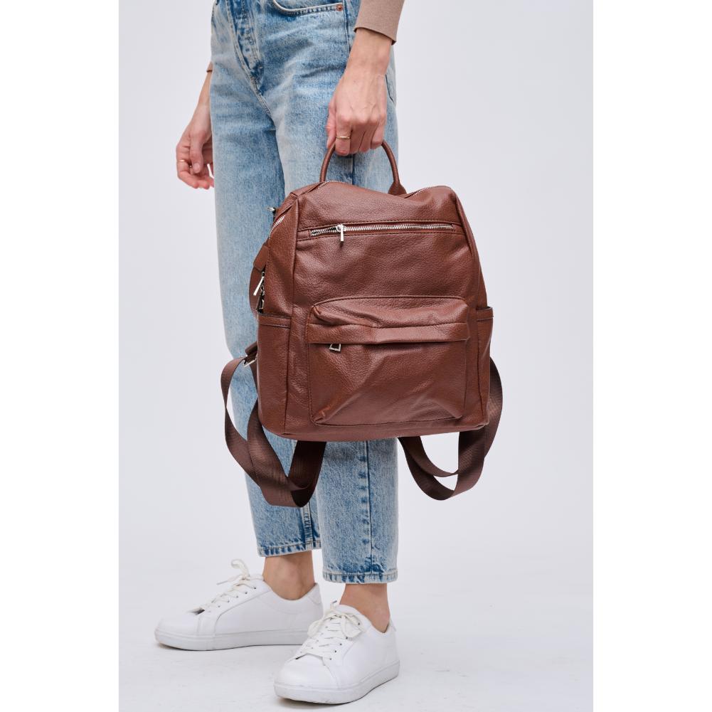 Woman wearing Brown Urban Expressions Galloway Backpack 840611118905 View 2 | Brown