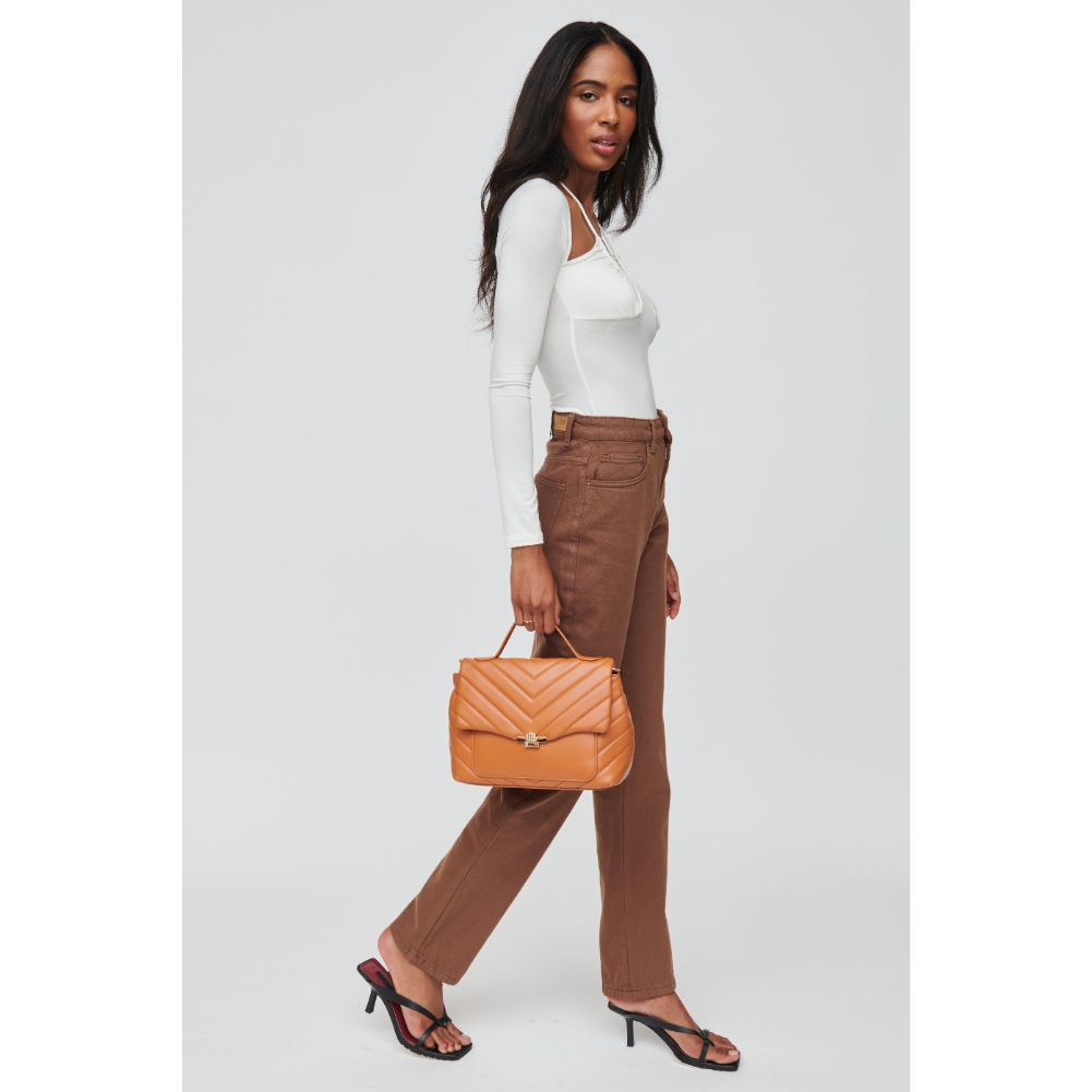 Woman wearing Tan Urban Expressions Imani Crossbody 840611108036 View 4 | Tan