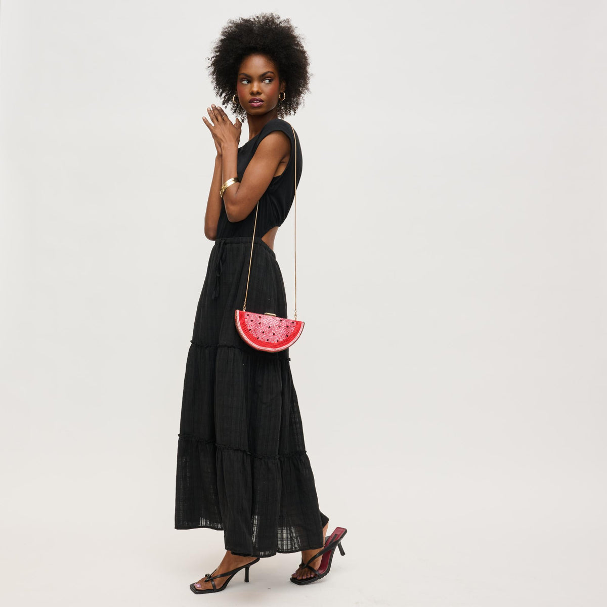 Woman wearing Watermelon Urban Expressions Tabitha Evening Bag 840611156624 View 3 | Watermelon