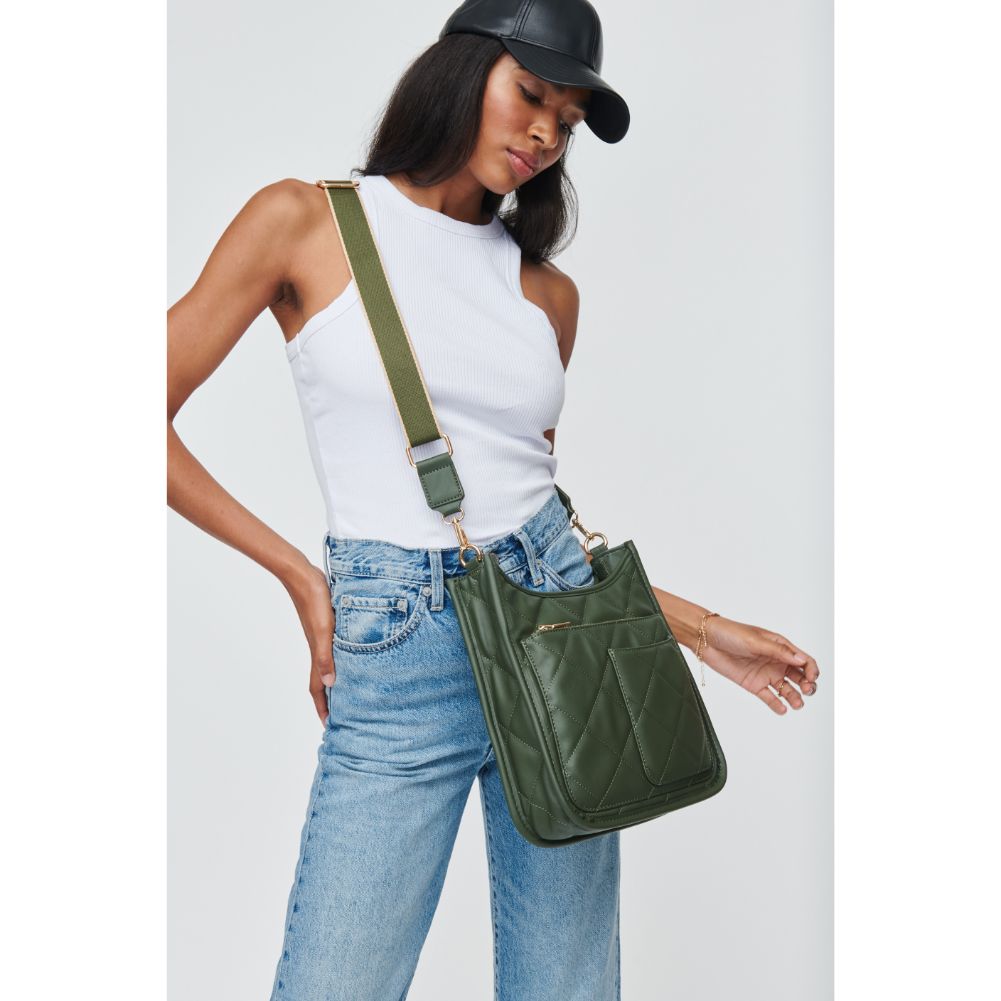Woman wearing Olive Urban Expressions Harlie Crossbody 840611104861 View 2 | Olive