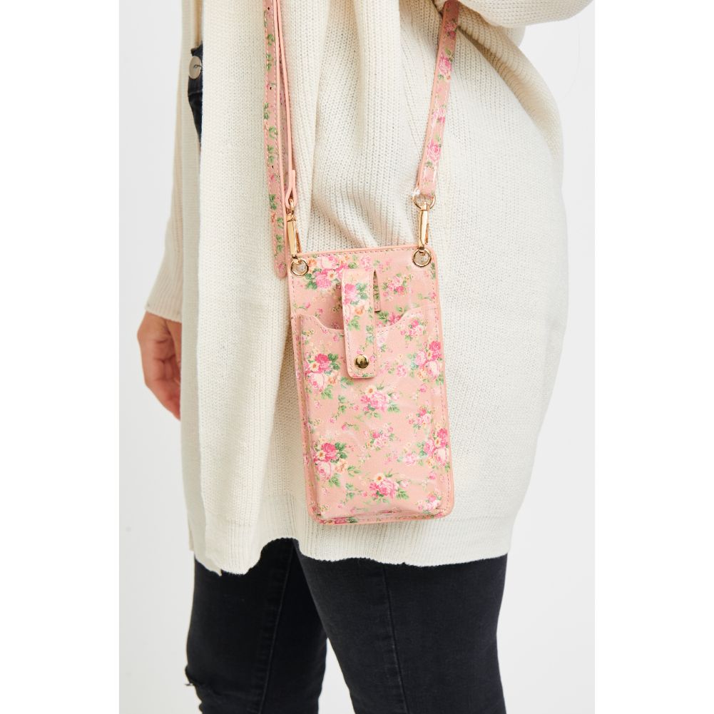 Woman wearing Pink Urban Expressions Claire Cell Phone Crossbody 840611180919 View 2 | Pink