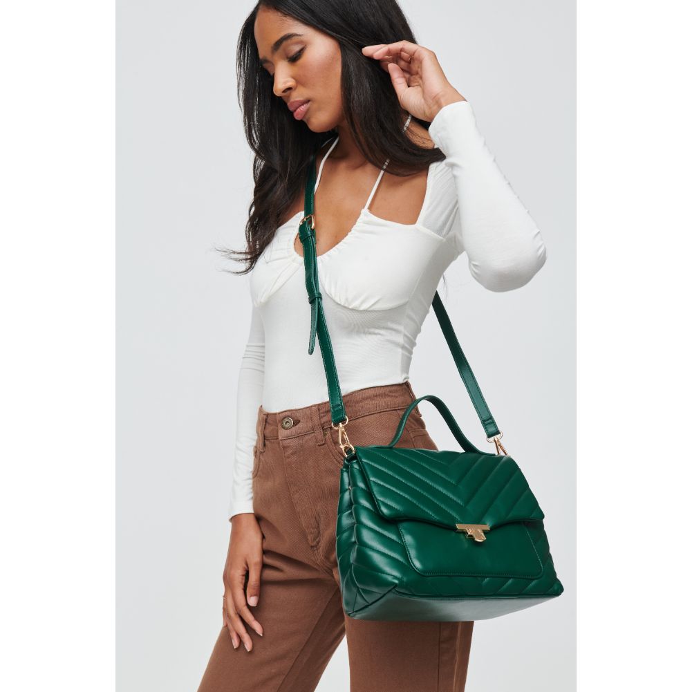 Woman wearing Hunter Green Urban Expressions Imani Crossbody 840611108029 View 2 | Hunter Green