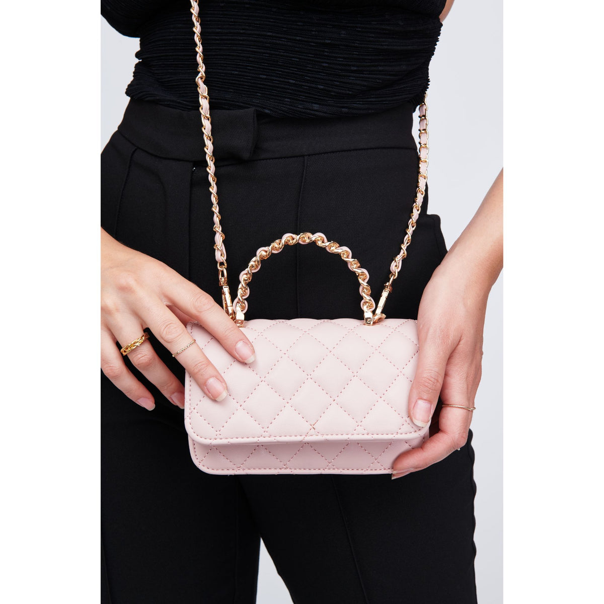 Woman wearing Blush Urban Expressions Zoya Mini Bag 818209010955 View 1 | Blush