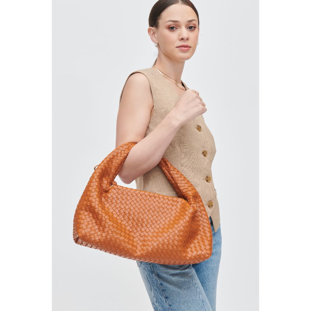 Woman wearing Tan Urban Expressions Trudie Shoulder Bag 840611107770 View 2 | Tan