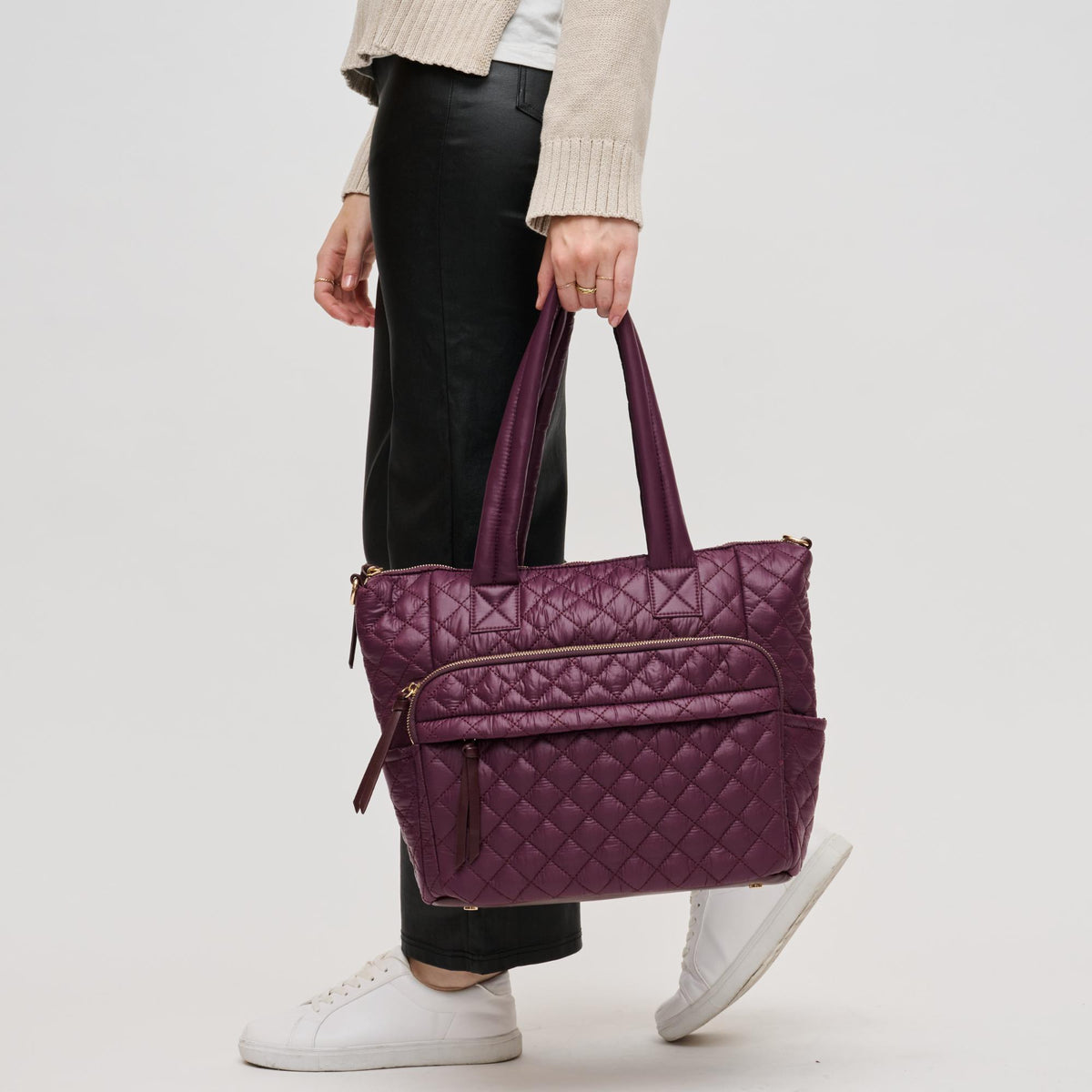 Woman wearing Burgundy Urban Expressions Jayna Tote 840611130549 View 1 | Burgundy