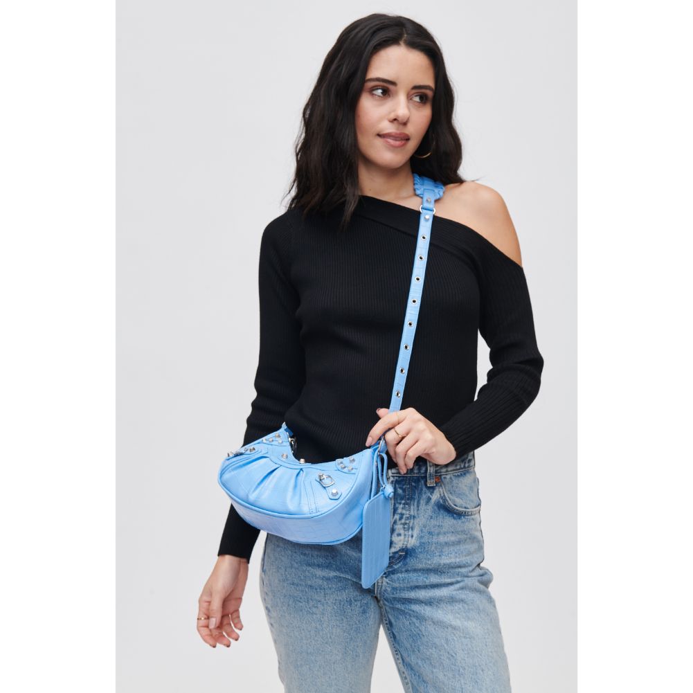 Woman wearing Sky Blue Urban Expressions Bellatrix Crossbody 840611105615 View 2 | Sky Blue