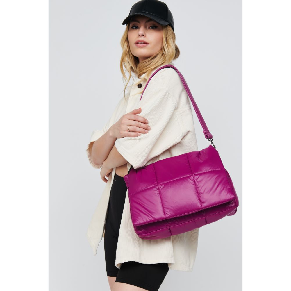 Woman wearing Magenta Urban Expressions Lissa Crossbody 818209010757 View 3 | Magenta