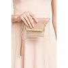 Woman wearing Rose Gold Urban Expressions Reese Metallic Wristlet NA-840611163448 View 1 | Rose Gold