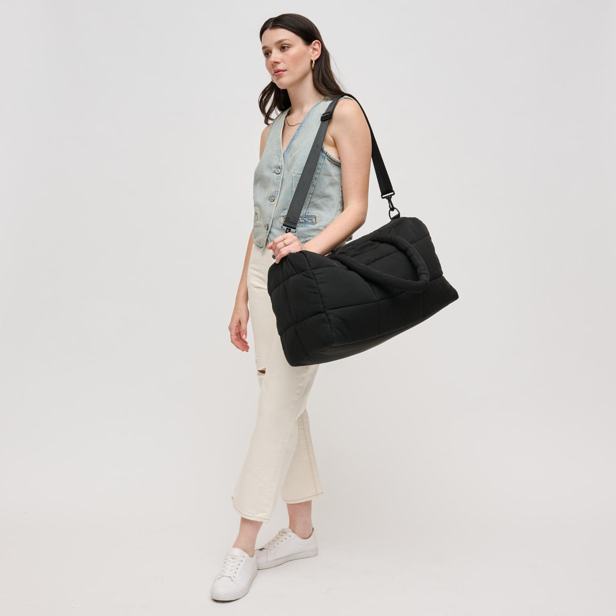 Woman wearing Black Urban Expressions Freyja Duffel 840611124272 View 4 | Black