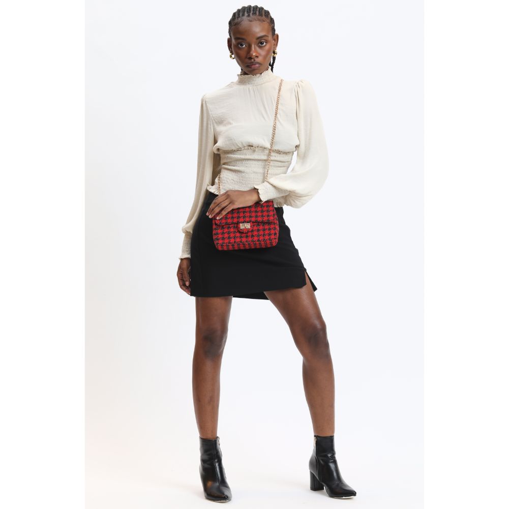 Woman wearing Red Black Urban Expressions Camille Shoulder Bag 840611120588 View 3 | Red Black