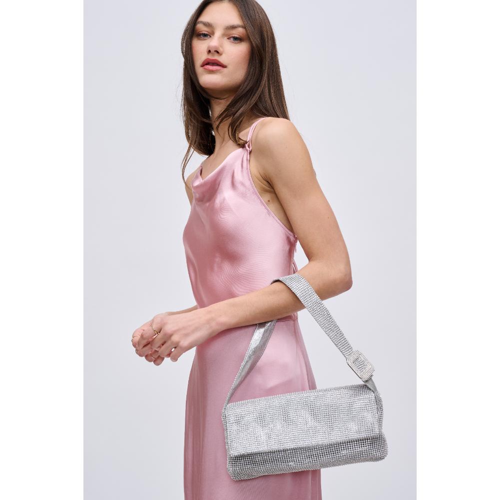 Woman wearing Silver Urban Expressions Thelma Evening Bag 840611190512 View 2 | Silver