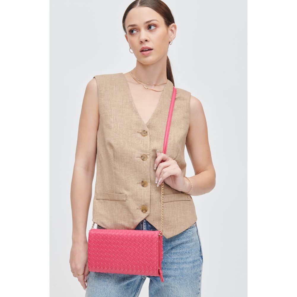 Woman wearing Bubblegum Urban Expressions Wallis Crossbody 840611107510 View 1 | Bubblegum