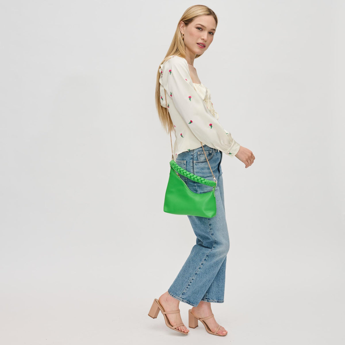 Woman wearing Lime Urban Expressions Taylor Clutch 840611134028 View 3 | Lime