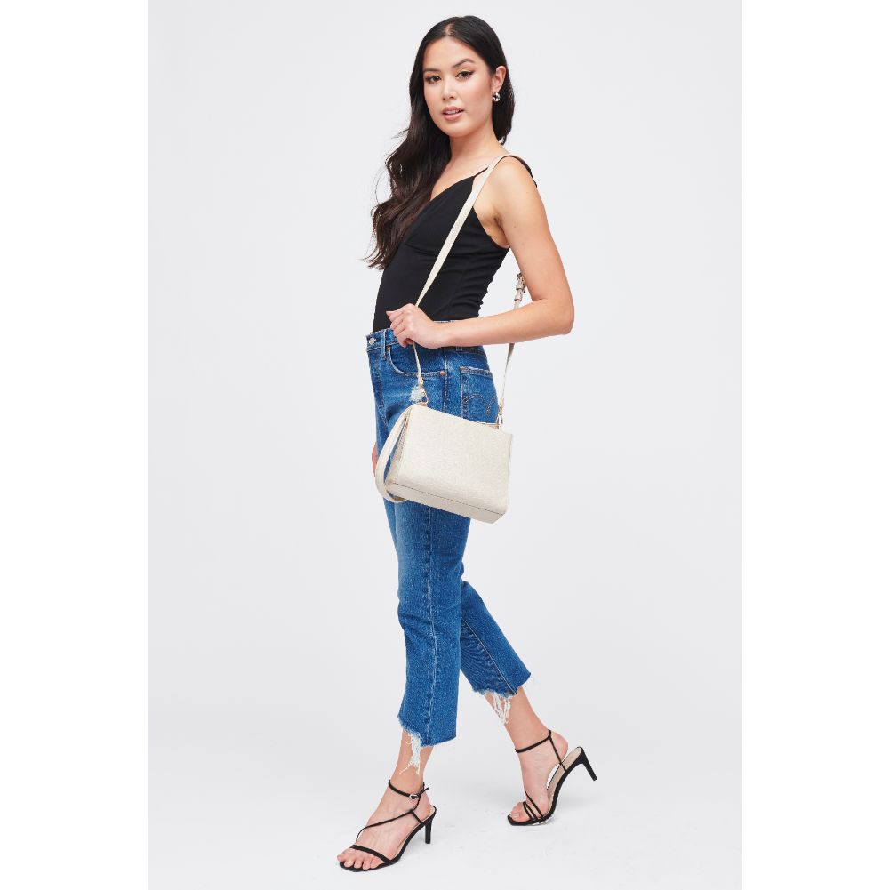 Woman wearing Oatmilk Urban Expressions Deloris Shoulder Bag 840611185112 View 3 | Oatmilk