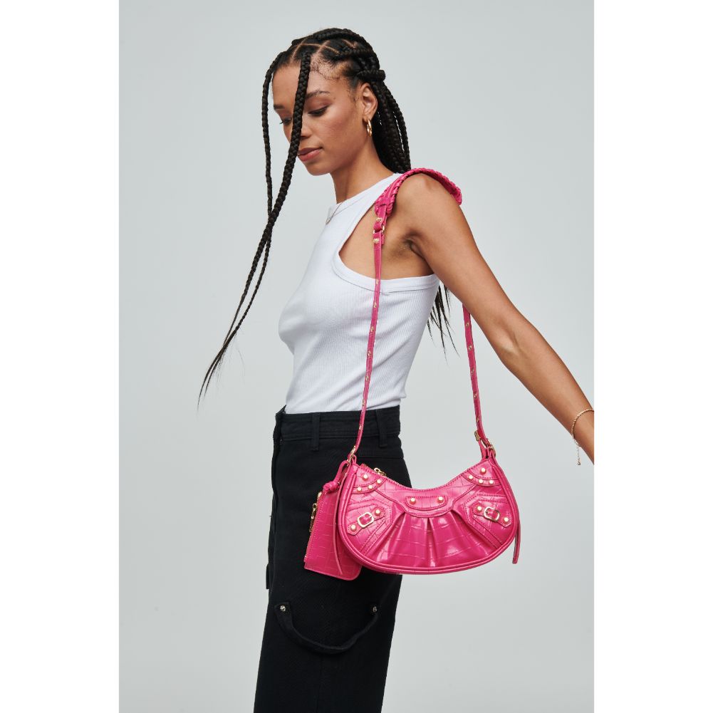 Woman wearing Magenta Urban Expressions Bellatrix Crossbody 840611110046 View 1 | Magenta