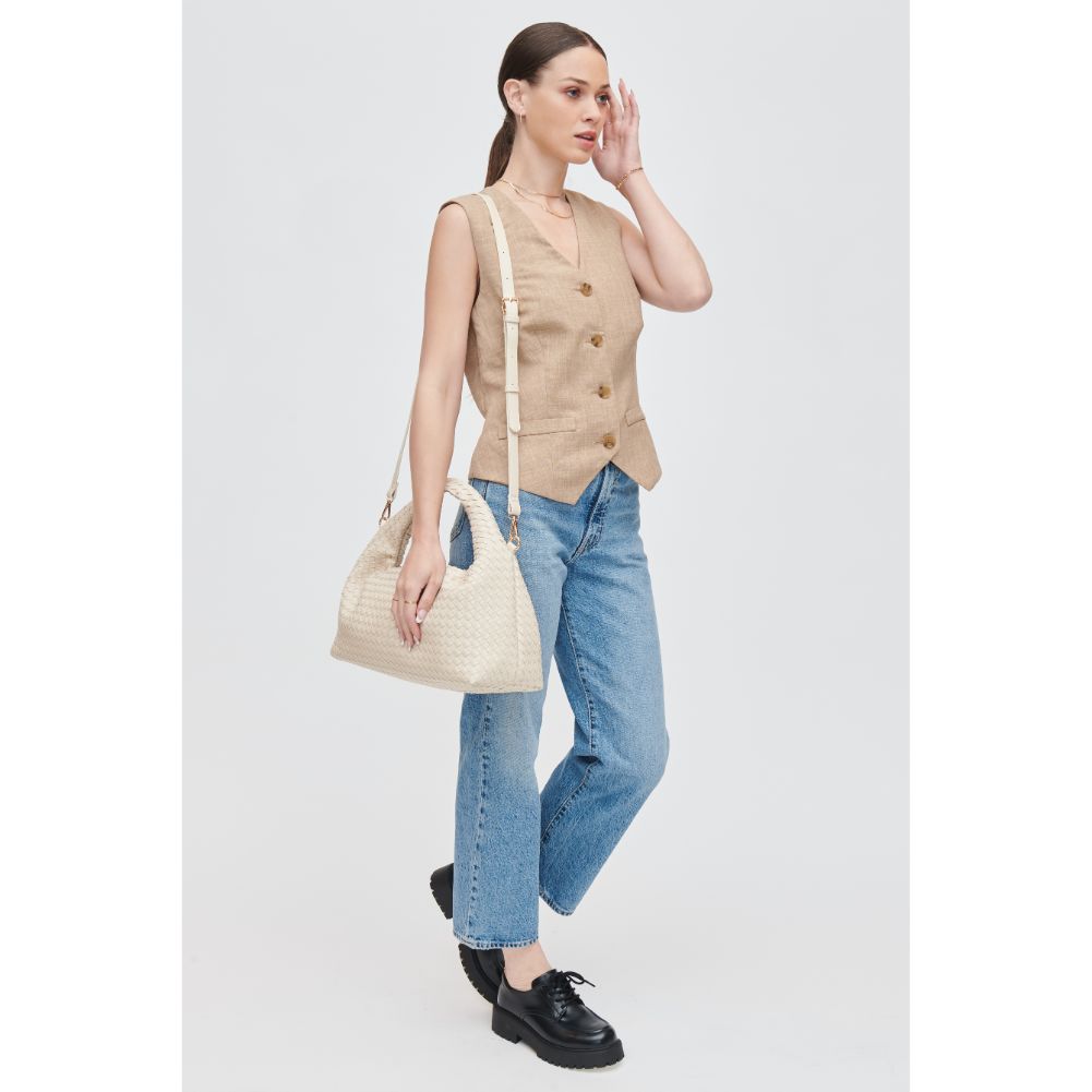 Woman wearing Ivory Urban Expressions Trudie Shoulder Bag 840611107763 View 3 | Ivory