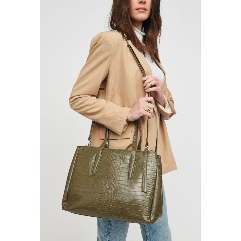 Woman wearing Olive Urban Expressions Nora Satchel 840611167378 View 4 | Olive