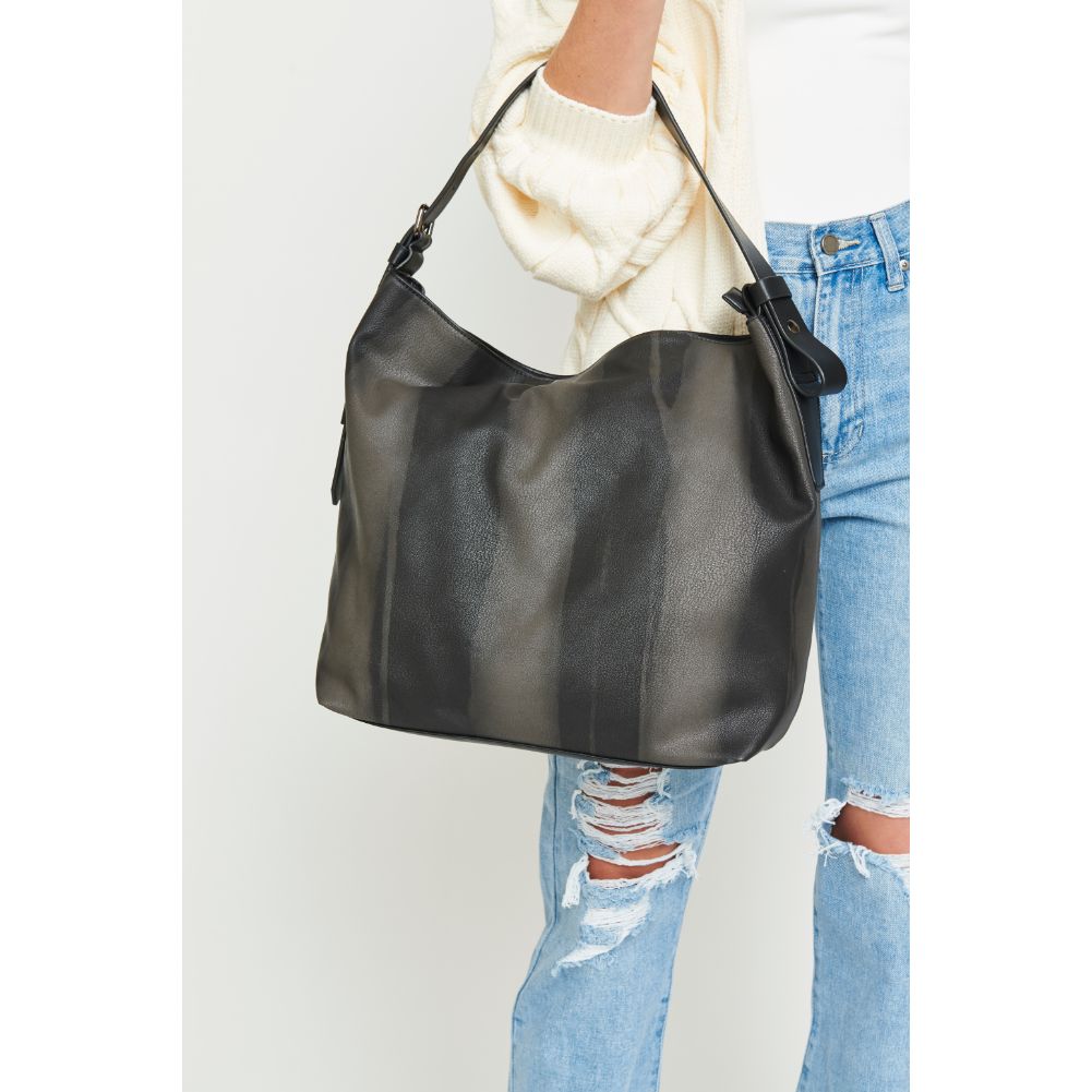 Woman wearing Black Urban Expressions Keene Hobo 840611122483 View 2 | Black