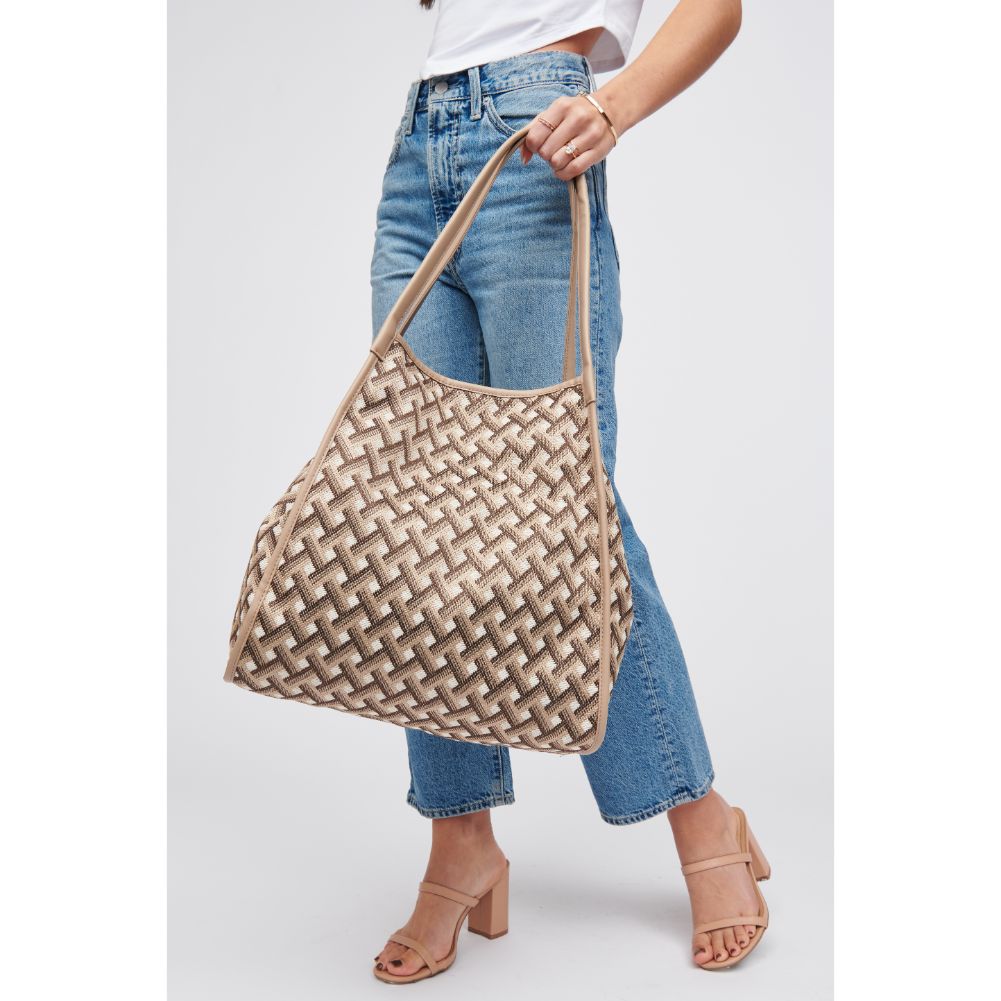 Woman wearing Brown Combo Urban Expressions Tansy Tote 818209016100 View 2 | Brown Combo