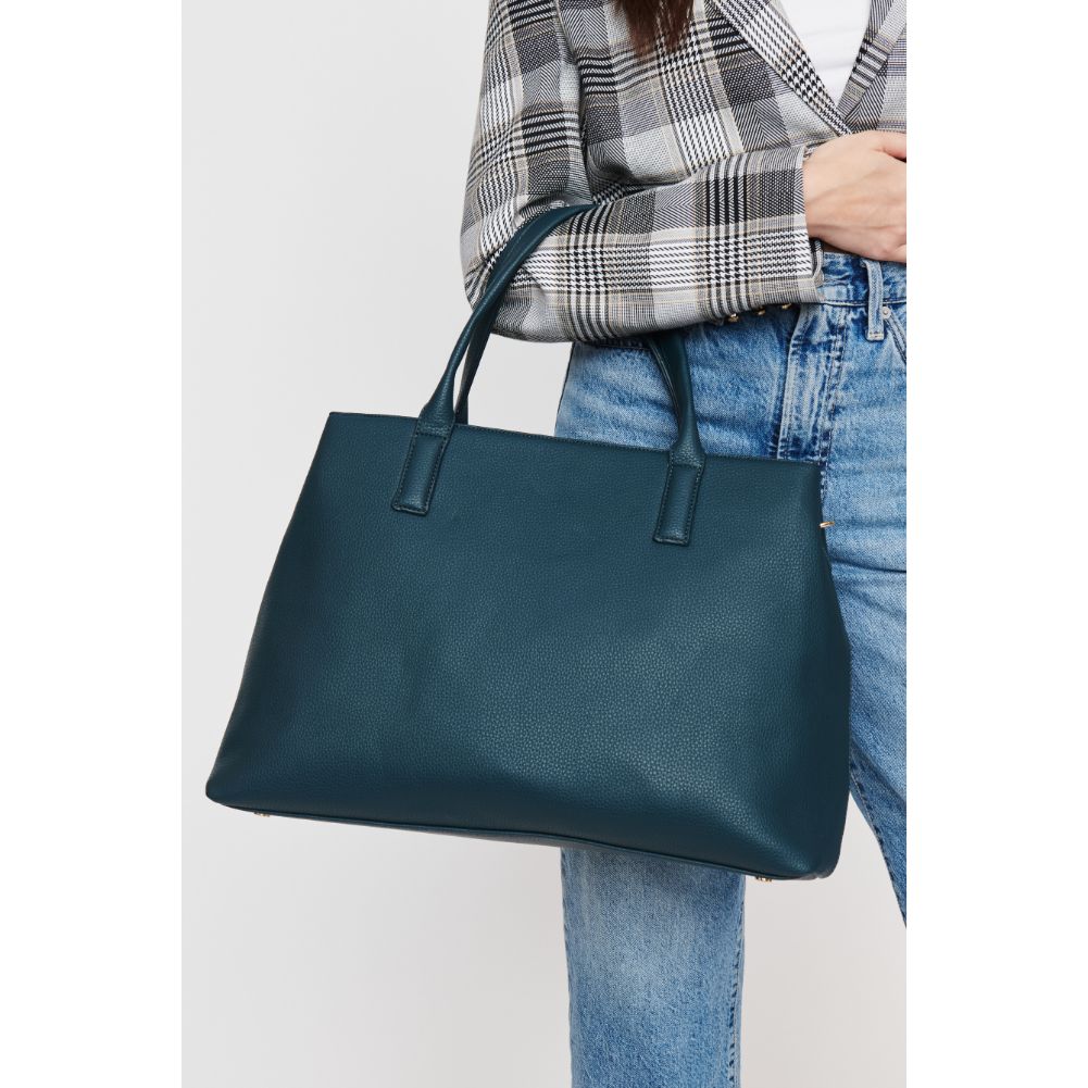 Woman wearing Teal Urban Expressions Bonnie Tote 840611104038 View 1 | Teal