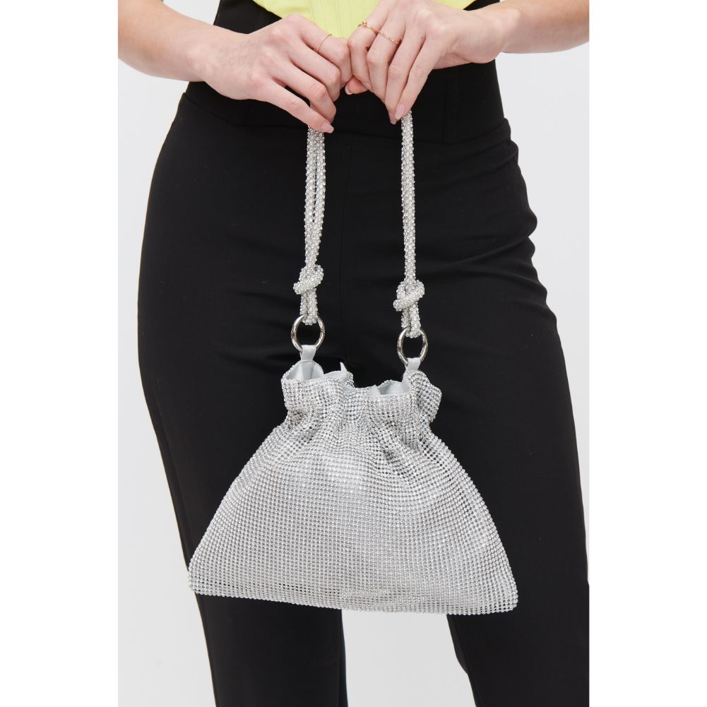 Woman wearing Silver Urban Expressions Larissa Evening Bag 840611108951 View 4 | Silver