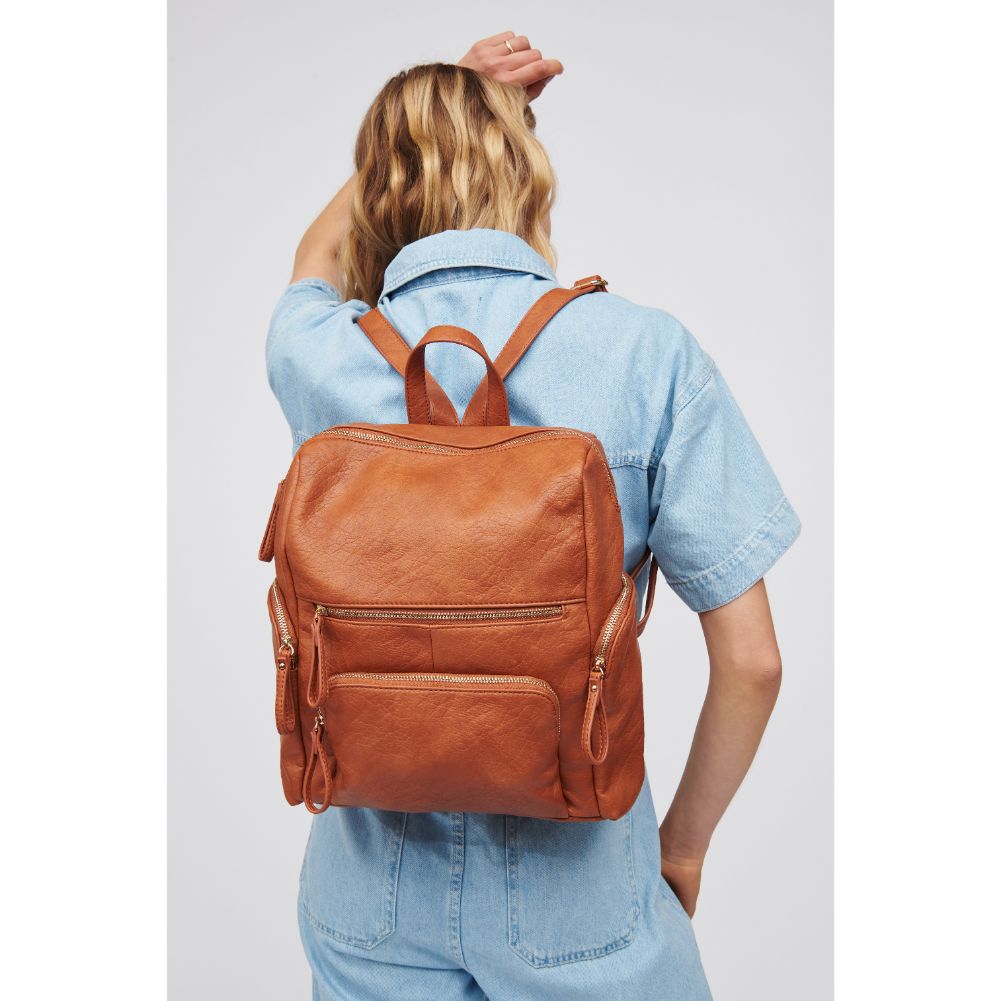 Woman wearing Tan Urban Expressions Kendall Backpack 818209018616 View 2 | Tan