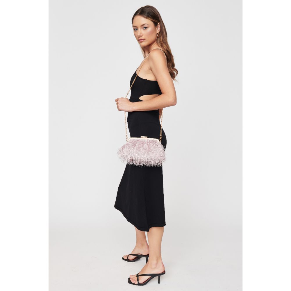 Woman wearing Amethyst Urban Expressions Rosalind Evening Bag 840611104250 View 4 | Amethyst