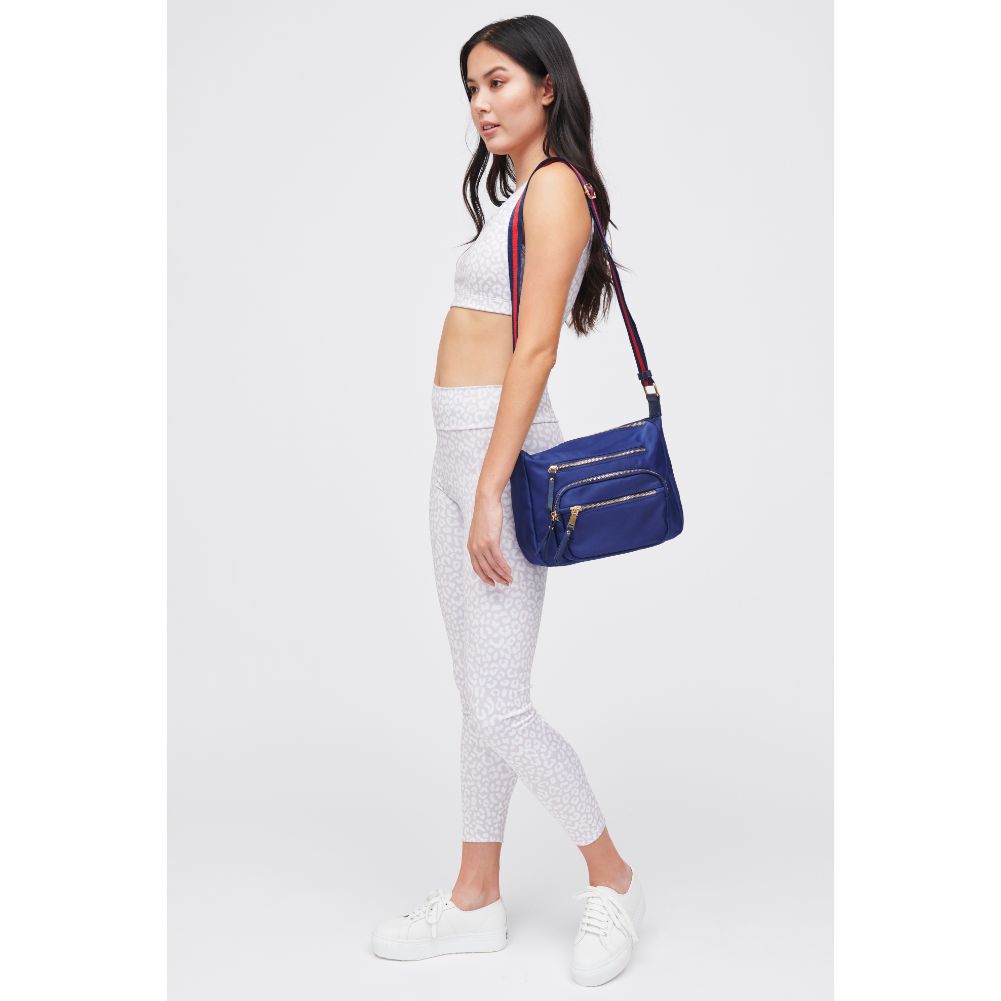 Woman wearing Midnight Urban Expressions Mason Messenger 840611182982 View 4 | Midnight