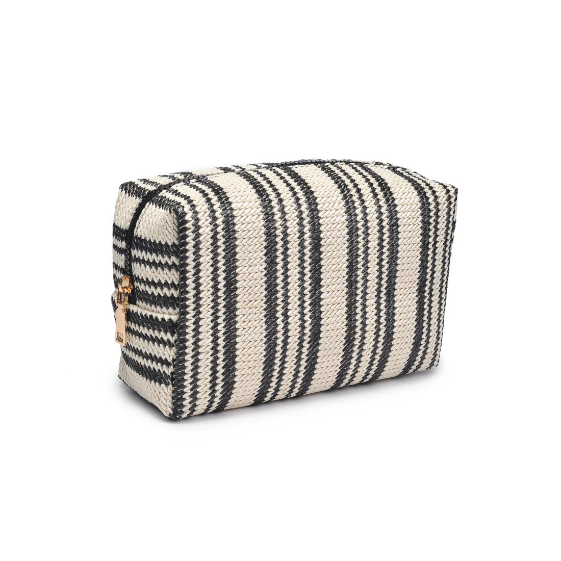 Product Image of Urban Expressions Voyage Stripe Cosmetic Pouch 840611152626 View 2 | Black White