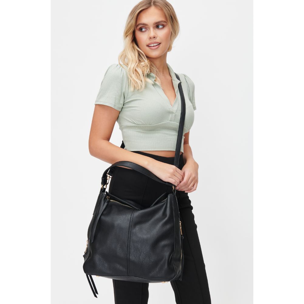 Woman wearing Black Urban Expressions Wanda Hobo 818209011846 View 2 | Black