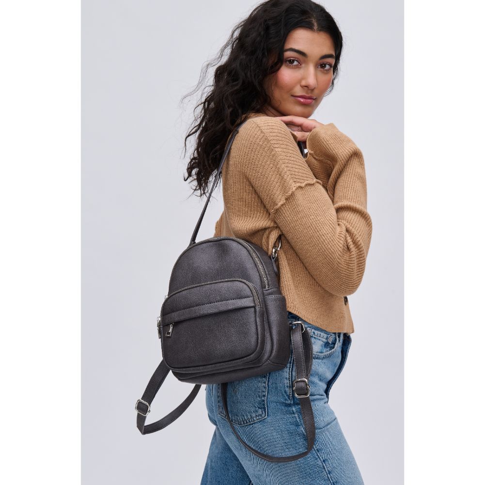 Woman wearing Charcoal Urban Expressions Uri Backpack 840611113610 View 2 | Charcoal