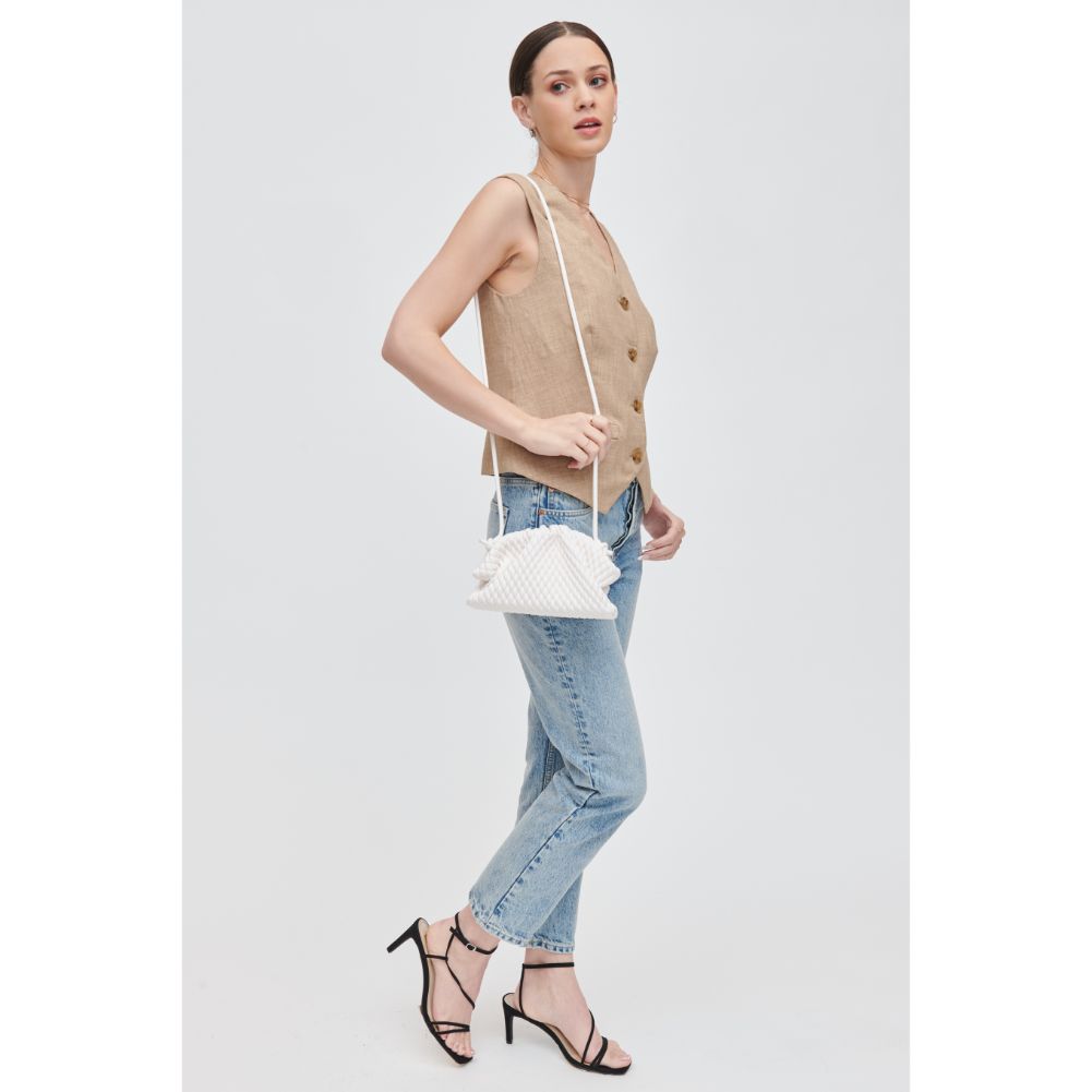 Woman wearing Oatmilk Urban Expressions Elise Crossbody 840611118363 View 3 | Oatmilk