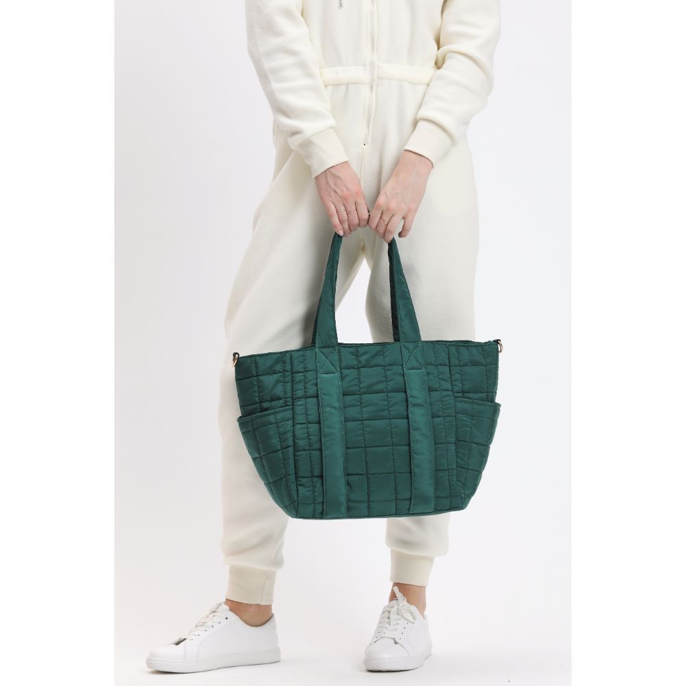 Woman wearing Emerald Urban Expressions August - Quilted Nylon Tote 840611114471 View 2 | Emerald